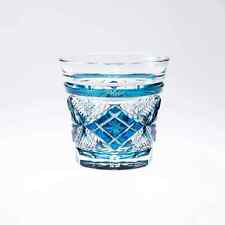 Satsuma Kiriko Cut Glass Old Fashioned Glass Choko Sake Cup Blue Gradation NEW picture