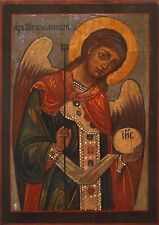 ANTIQUE 18c RUSSIAN HAND PAINTED ICON THE ST.MIHAIL (MICHAEL) picture