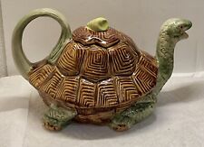Vintage majolica Minton Style Ceramic Turtle /Tortoise Tea Pot picture