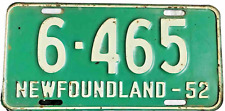 Newfoundland 1952 all original License Plate #6 465 picture