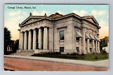 Muncie IN-Indiana, Carnegie Library, Antique, Vintage Postcard picture