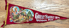 Vintage Great Smoky Mountains National Park Red Felt Flag Pennant 25x8 HTF picture