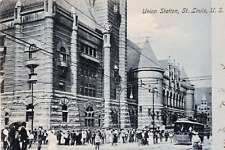1905 St Louis Union Station Railroad Trolley Car Victorian Architecture Postcard picture