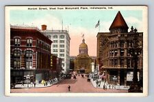 Indianapolis IN-Indiana, Market Street, Advertisement, Vintage c1924 Postcard picture