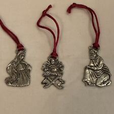 3 Vintage Nativity Christmas Pewter Ornaments (Seagull Canada, 1997) picture