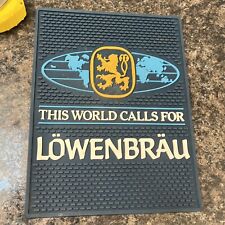 Vintage LOWENBRAU BEER BLUE RUBBER BAR MAT THIS WORLD CALLS FOR Lowenbrau nice picture