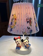 Vintage 1984 Walt Disney BABY MICKEY MINNIE MOUSE Lamp- Original Shade picture