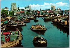 VINTAGE CONTINENTAL SIZE POSTCARD THE SINGAPORE RIVER PANORAMA POSTED IN 1965 picture