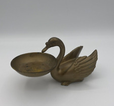 Goldtone Swan With Trinket Dish Vintage  picture