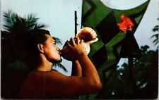 HI Coco Palms Hotel Blowing of Conch Shell , Island of Kauai, Chrome, Unposted picture