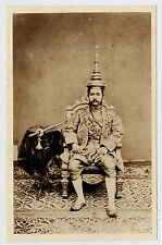 Old Siam Photo King Chulalongkorn Sit on Chair with Sword Albumen Vintage picture