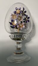 House of Faberge Egg Franklin Mint Crystal Purple Violets Pearls Bouquet Austria picture