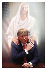 JESUS HOVERING OVER PRESIDENT DONALD TRUMP HANDS ON SHOULDERS 4X6 PHOTO picture