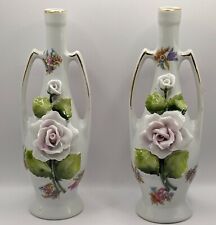 Vintage 3D Rose Bud Vase Handmade In Germany Floral Vase 6 1/2