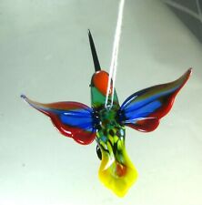 blown glass animal  hummingbird figurine hanging ornament murano style blue picture