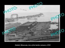 OLD 8x6 HISTORIC PHOTO OF DULUTH MINNESOTA VIEW OF THE HARBOR ENTRANCE c1910 picture