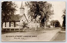 Galva Illinois~Dirt Rd Summer Street Looking East Past Little Church~1911 RPPC picture
