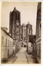 ND, France, Bourges, Vintage Cathedral Facade print.  Albumin Print  picture
