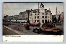 Guelph Canada, Upper Wyndham Street, Trolleys, Antique Vintage c1909 Postcard picture