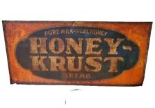Antique Vintage Honey Krust Bread Tin Sign Best Patina Tin Early Advertising  picture