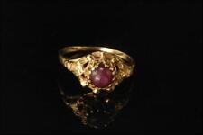 OLD VICTORIAN STYLE CAT EYE RED RUBY UNTREATED 14K YELLOW GOLD RING  GLM picture