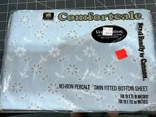 Vtg Cannon Twin Fitted Sheet Heritage Lace Eyelet Blue Royal Family Percale NIP picture
