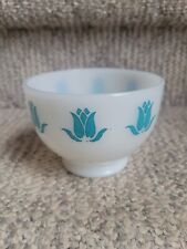 Fire King Milk Glass Tulip Cottage Cheese Bowl Aqua Blue  picture