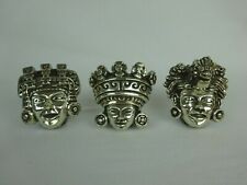 Lot of 3 D’Argenta Silver Plate Figurines ~ Teotihuacan Kings Crown / Face ~ picture