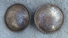 Vintage Silver Overlay Horse Bridle Spur Conchos Chicago Screw/Loop Back picture