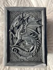 NEW NIB RARE Collectors Gray Polystone Celtic Dragon Decorative Trinket Box picture