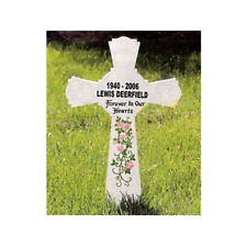 White Memorial Cross with Engraved Plaque - 16.5