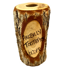 Vintage Handmade Wood Log Hillbilly Toothpick Holder 3.75 x 1.75 Inch picture