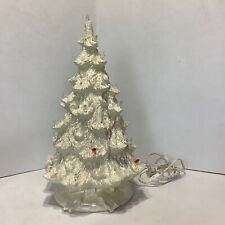 Vintage Nowell's Mold White Glaze Ceramic Christmas Tree w/Light Base Bow 17.5