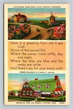 Chatham MA-Massachusetts, Cape Cod Stories Author J Lincoln Poem, Linen Postcard picture