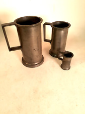 Lot of 3 Antique Pewter Tankards, Probably English, Edwardian,,1900-20 picture