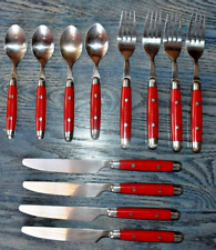 Red Handle Stainless Steel Silverware 12 Piece Set Flatware  picture