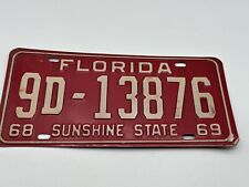Vintage 1968 1969 Florida License Plate 9D-13876 picture