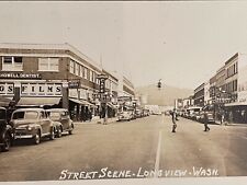 1940s Busy Street Scene Longview Washington WA RPPC Mini Real Photo Postcard picture