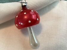 Vintage Blown Glass Dotted MUSHROOM Christmas Ornament West Germany picture