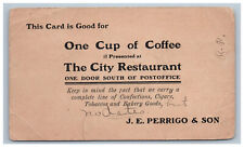 Early 1900s Postal Card Nebraska The City Restaurant Advertising Coffee Coupon picture