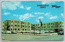 Vintage Postcard OH Zanesville TraveLodge Old Cars Chrome picture