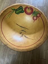 Vintage Retro Kitchen | Hand Painted Footed Wooden Bowl / vegetables picture