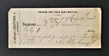 1894 antique ATLAS BREWERY brooklyn ny Golden Hop Pale Ale RECEIPT altenbrand picture