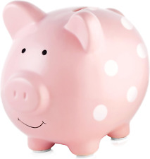 Pearhead Ceramic Piggy Bank, Baby Girl Nursery Décor, Money Bank For Kids, Baby picture