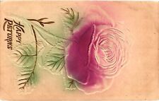 Vintage Postcard- Pink Rose Flower, Happy Returns Early 1900s picture