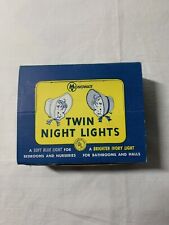 Vintage NOS Twin Night Lights Blue Art Deco in Original Box GE Monowatt picture
