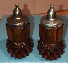 Estate ￼find Salt And Pepper Shakers Glass vintage Glass Amber picture