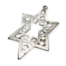 Jewish Pendant Star of David Magen Vintage Silver Kabbalah Judaica Hebrew 4cm picture