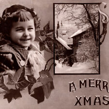 Antique 1907 RPPC Merry Christmas Xmas Boy Postcard picture