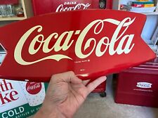 Coca-Cola 1950s 16 Inch Metal Fishtail Sign NOS Mint & Shines picture